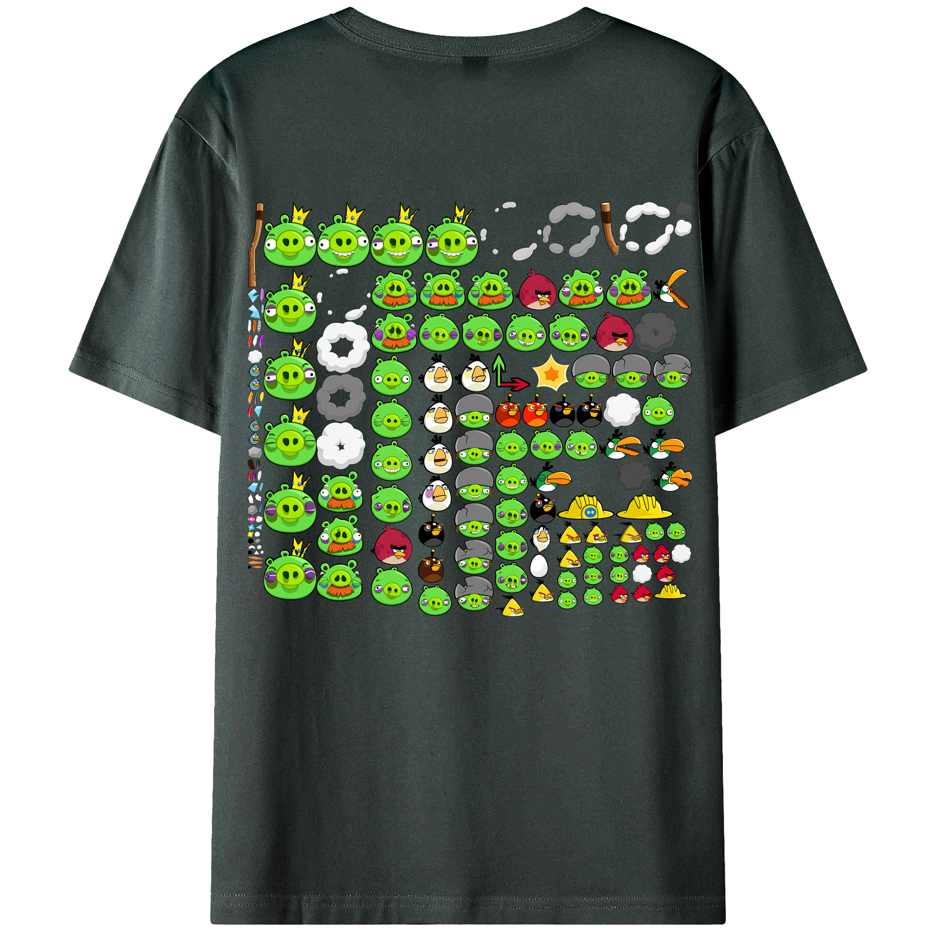 （画像用） Angry Birds アングリーバード 綿100％ メンズ半袖Tシャツ（バックプリント） 通気性